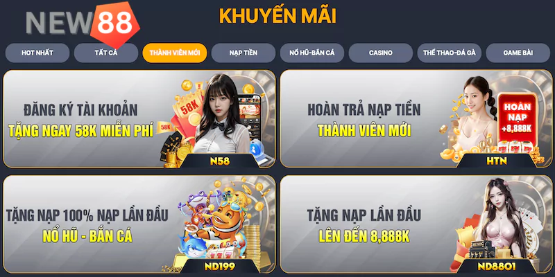 New88 nổi tiếng với cực nhiều khuyến mãi hấp dẫn 
